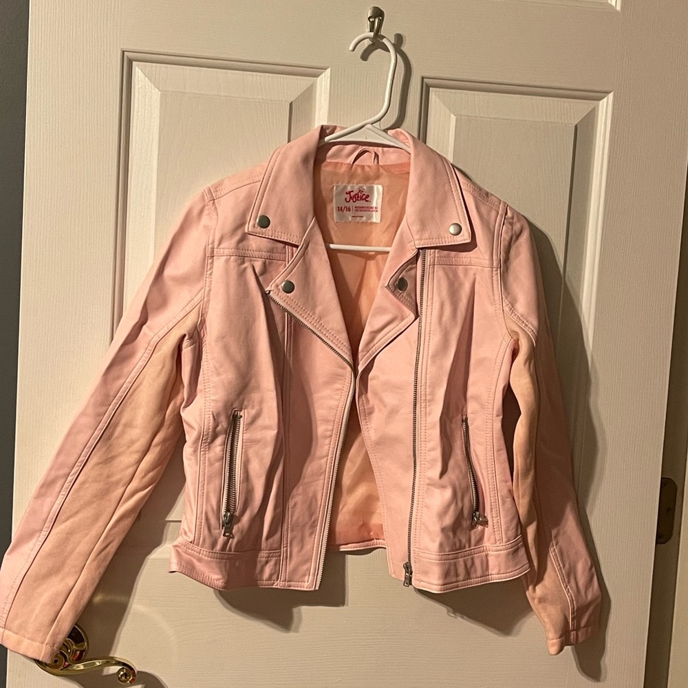 Pink Fake Leather Justice Jacket